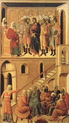 Duccio di Buoninsegna Peter's First Denial of Christ and Christ Before the High Priest Annas (mk08)